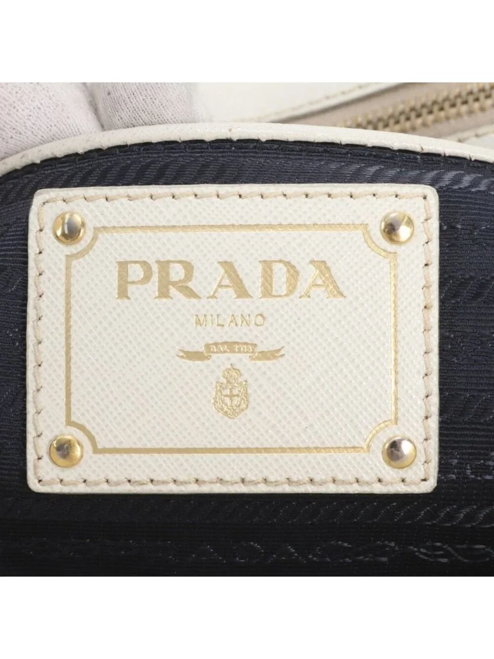 Prada Saffiano Leather Denim Triangle Logo Tote Shoulder Hand